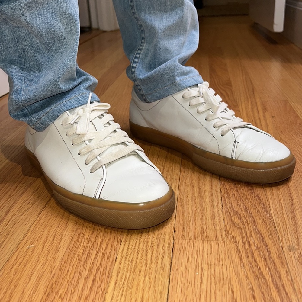 Vince White Leather Sneakers with Gum Sole
